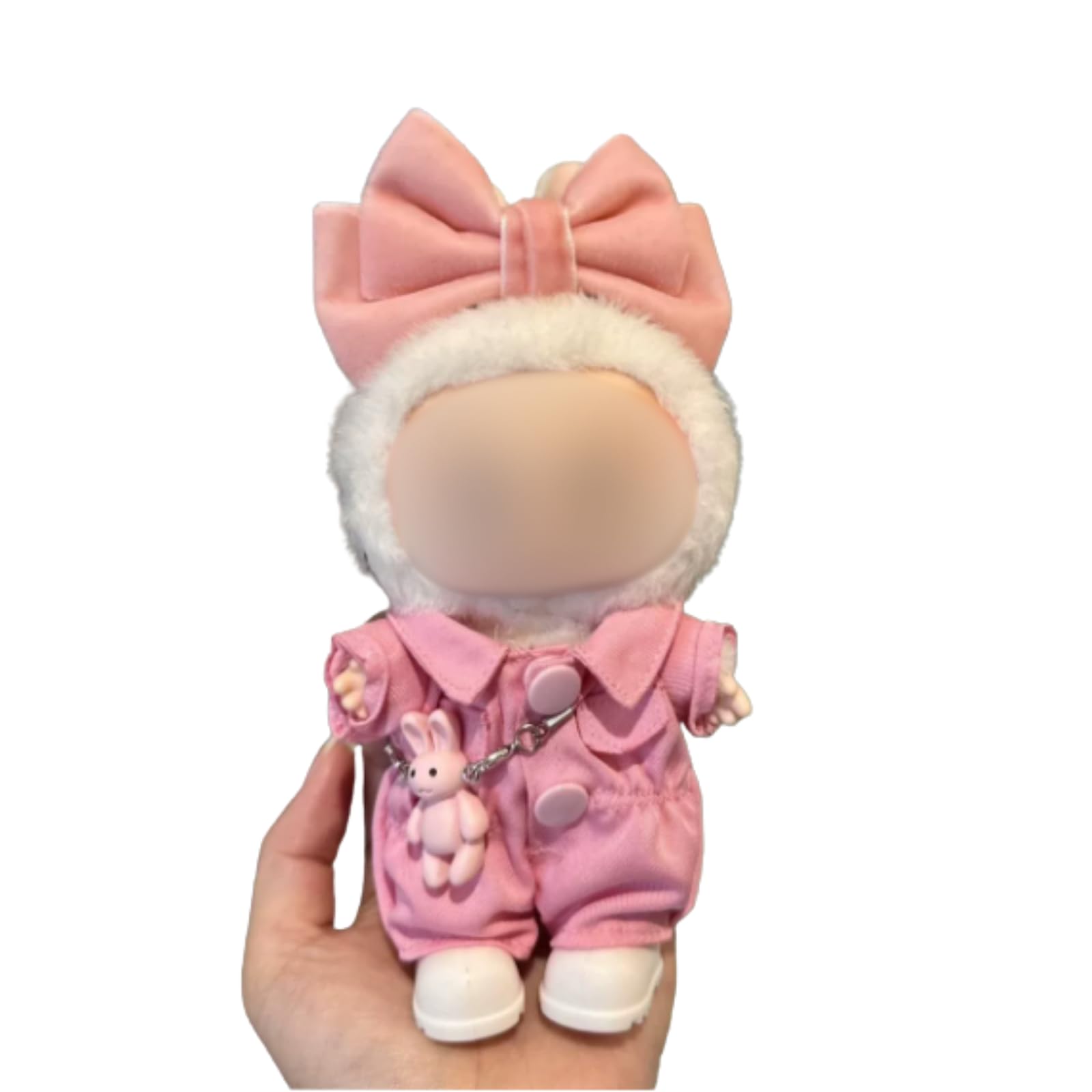 

Милая плюшевая одежда для кукол 17 см, совместимая с Labubu, розовый костюм