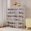 1pc Transparent Shoes Storage Box Thickened Plastic Shoes Display Stand Foldable Flip Cover Shoe Box Snap-on Shoe Organizer