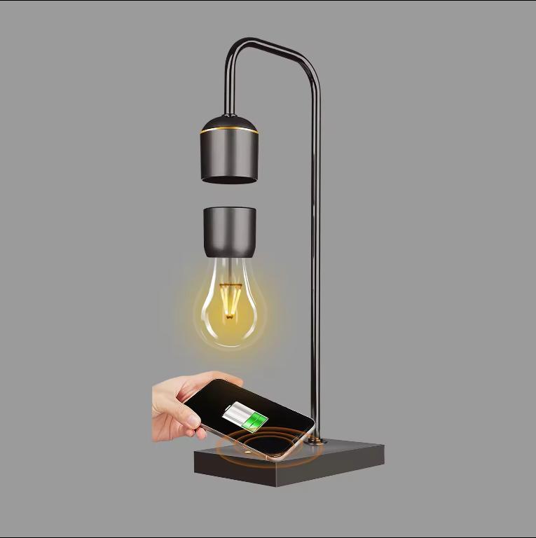 Modern Simplistic Magnetic Levitating Lamp Wireless Charger Night Light Warm Decorative Bulb Floating Smart Home LED Lights