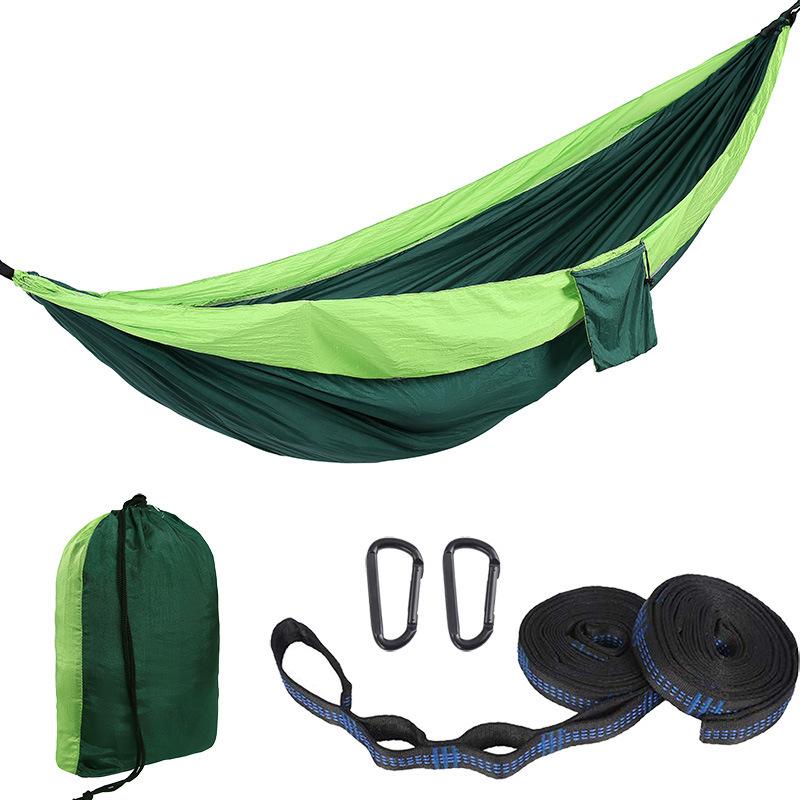 Camping Hammock Double Portable Hammock 210T Nylon with Tree Straps Carabiners Storage Bag for Hiking Beach Outdoor