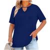 Women's Plus Size Casual Short Sleeve Top V Neck Loose Fit Solid Color T Shirt Lightweight Comfortable Soft Fabric