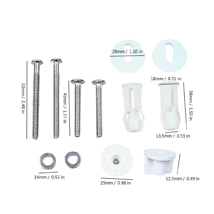 Steel Toilet Seats Screws with Nylon Nut & Washers Toilet Seats Fastener Quick Installation for Secure & Stable Fit