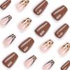 Autumn Brown Leopard Print Ballet Shape Nail Stickers with Gold Glitter
