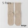 5 Pairs Combed Cotton Socks Boneless Non-slip Indoor Pilates Yoga Stockings Women's Wooden Ear Lace Fitness Sports Stockings