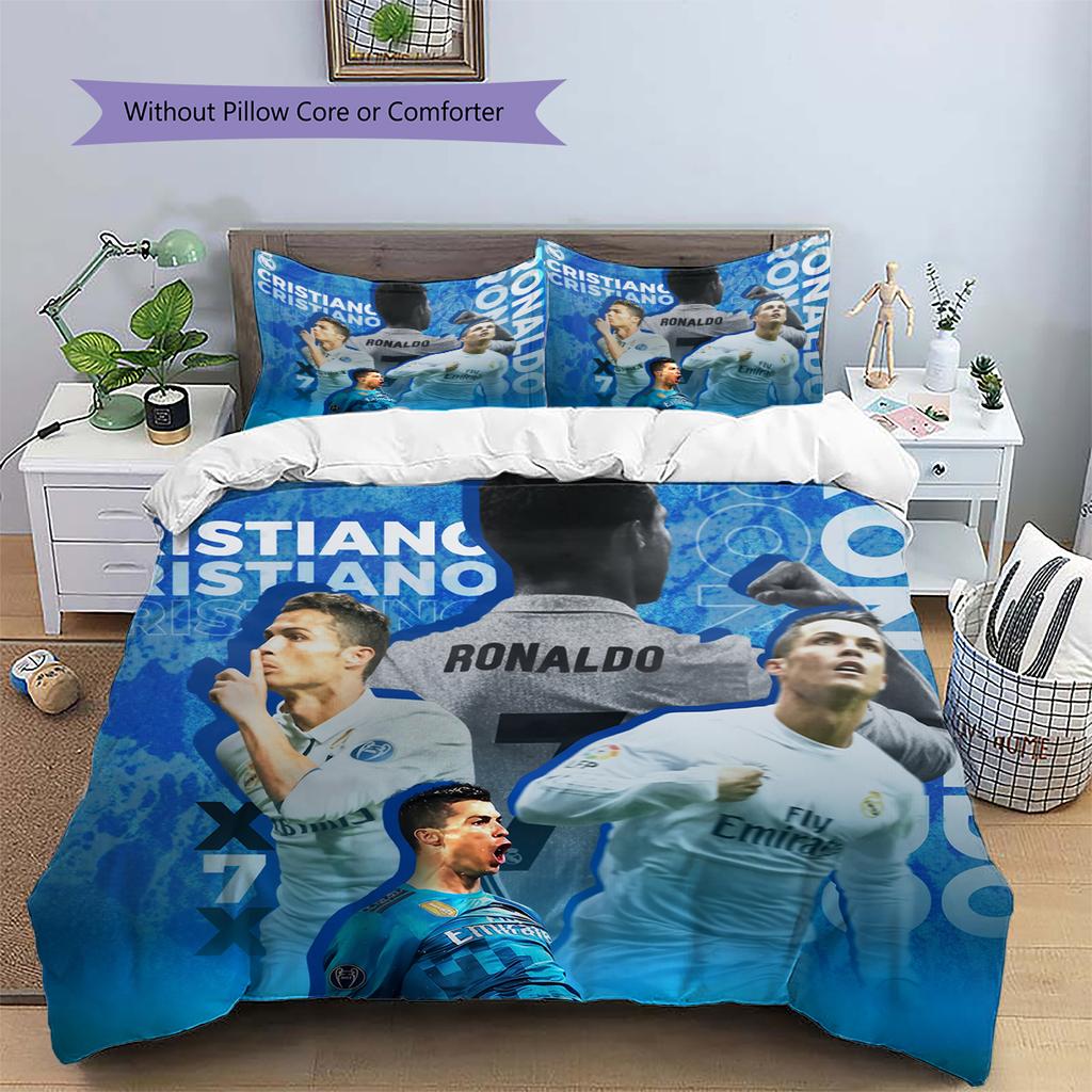 Biancheria da letto con motivo Cristiano Ronaldo Decorazione per la casa Regalo di compleanno (1 * copripiumino + 2 * federa, senza nucleo)