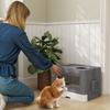 Enclosed Cat Litter Box with Lid, Front Entry, Top Exit, Drawer, Tray, Scoop, Brush, 48.5 X 38 X 36.5cm - Grey