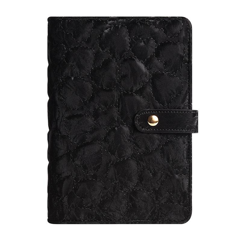 3D Heart Pattern A6 Loose-Leaf Notebook with PU Cover
