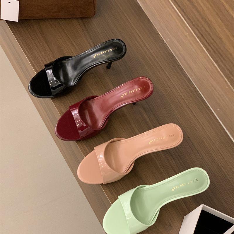 High Heels 25 Summer New Pointed Open-toed Stiletto with Slippers, Fashionable and Versatile, White and Red Sandals