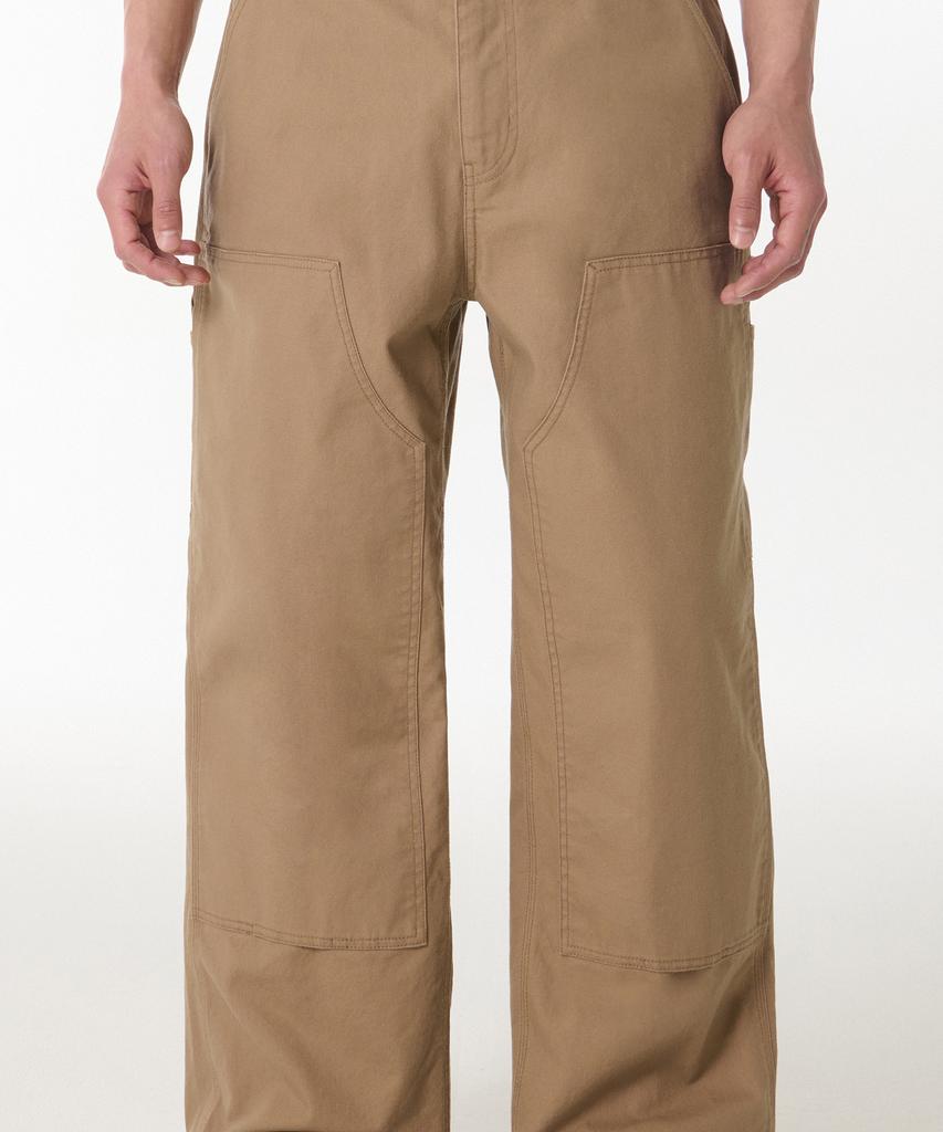 Musinsa Standard Canvas Wide Double Knee Carpenter Pants [Beige]