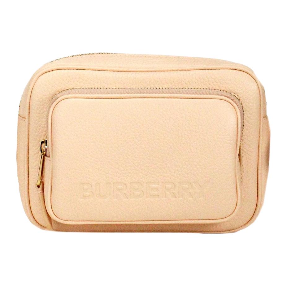 Burberry Bolso de Cámara de Cuero con Cierre de Cremallera y Logo en Relieve para Mujer Bolso de Hombro Beige 80653031