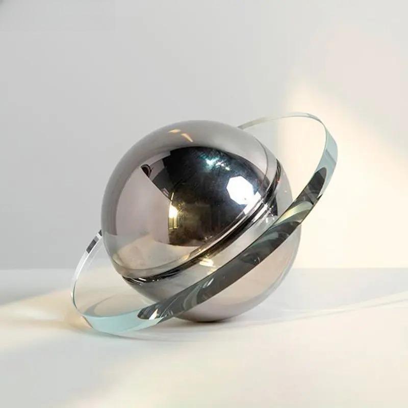 Transparent Crystal Planet Artwork Ornaments Geometric Crystal Crystal Statue Desk Decoration Crafts Sculpture Modern Home Decor