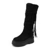 Brown Retro But Knee Thick-soled Boots Women's 2025 New Spring and Autumn Maillard Height-increasing and Thin Knight Boots