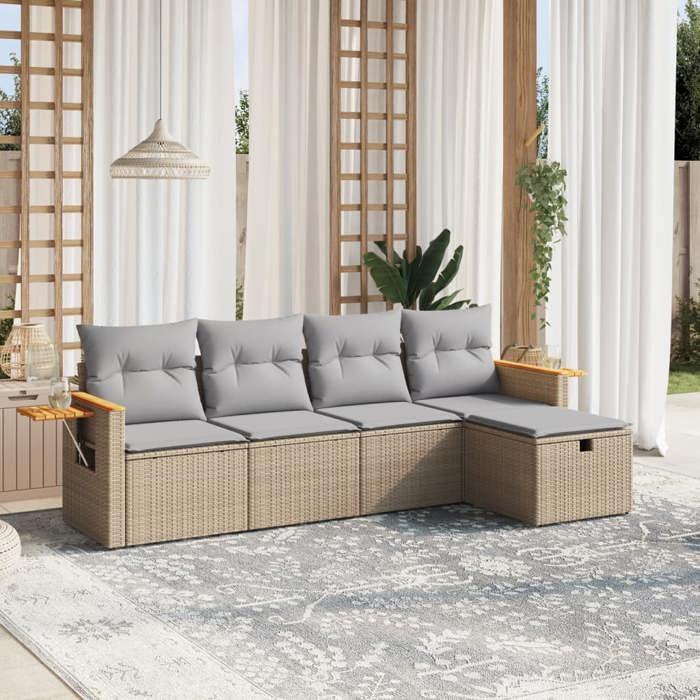 VidaXL Garden Lounge Set with Cushions 5 Pcs, Patio Sofas, Patio Furniture Set, Outdoor Furniture, Mix 3265504