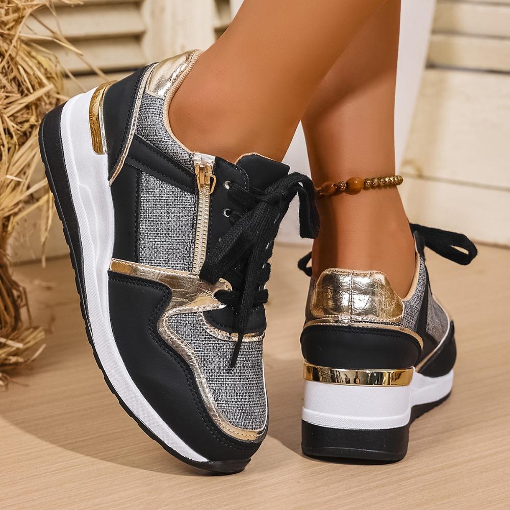 Fashion White Wedge Heel Sneakers Women Lace Up Lightweight Running Shoes Woman Comfort Low Top Casual Sports Shoes Plus Size 44