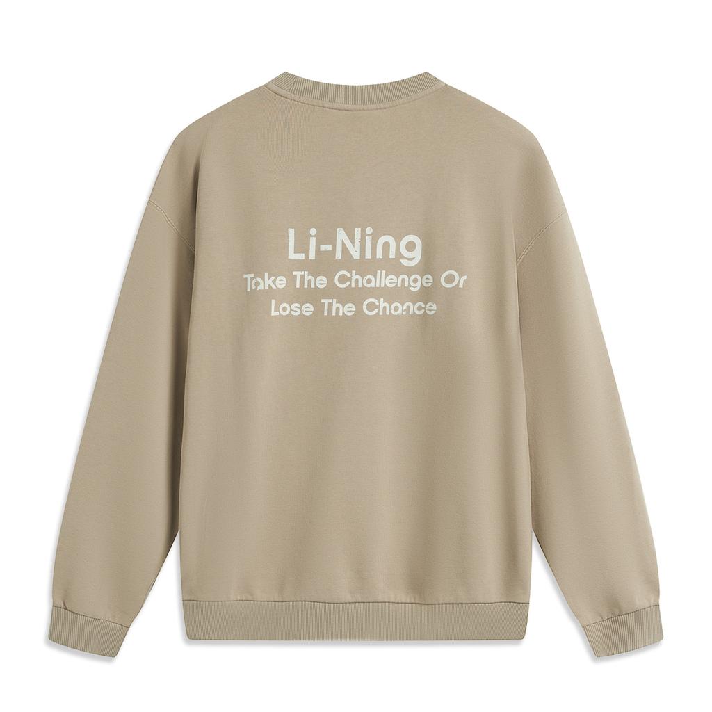 Li Ning Sports Lifestyle Series Letter Round Neck Comfortable Breathable Versatile Casual Loose Sweatshirt Unisex Sweatshirt Brown AWDV415-2