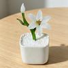 Mini Glass Potted Flower Figurine Hand Blown Faux Crystal Artificial Lily Flower Collectible Ornament for Women Mom Wedding Home Table