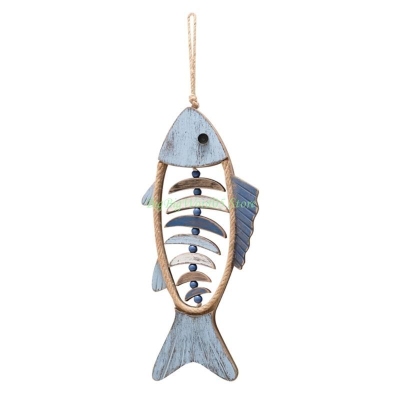 24TE Mediterranean Fish Wall Hanging Ornament Handcarved Sculpture for Livingrooms Bedroom Farmhouses Home Decorations