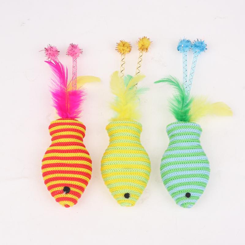 5Pcs Pet Cat Toy Fish Netting Cat Teasing Toy Cat Interaction Pet Supplies Color Woven Fish Toy