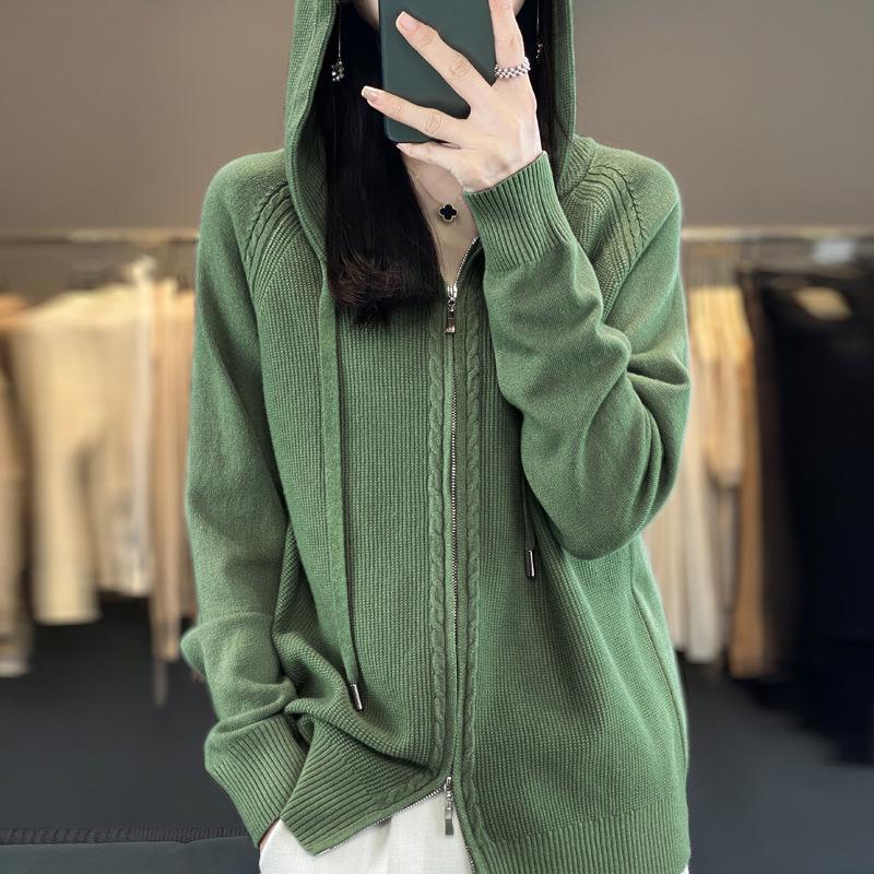 INDFS Women's Fashion Casual Fall Winter Solid Color Print Long Sleeve Hooded Sweaters