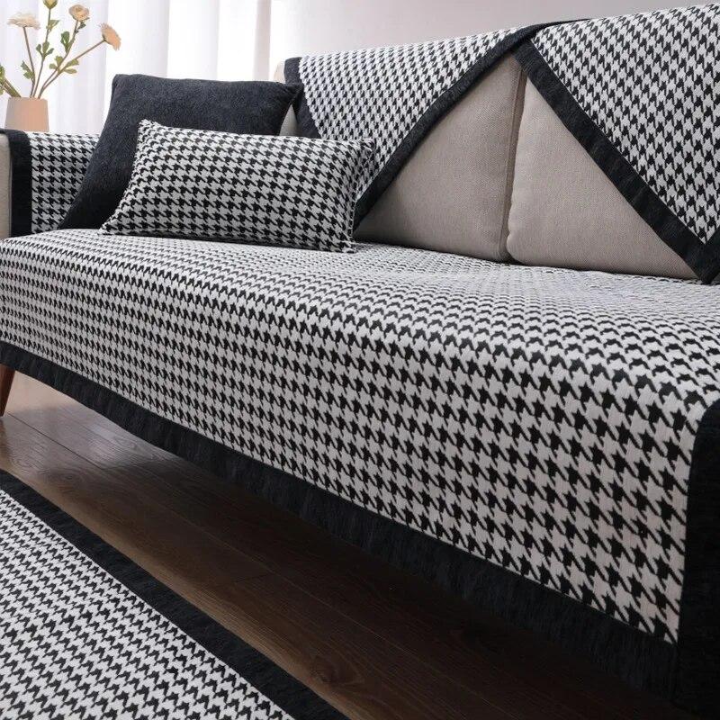 Europe Luxury Black Sofa Cover for Living Room All Season Universal Sofa Cushion Couch Cover Sofa Towel Seat Pad Multi-size