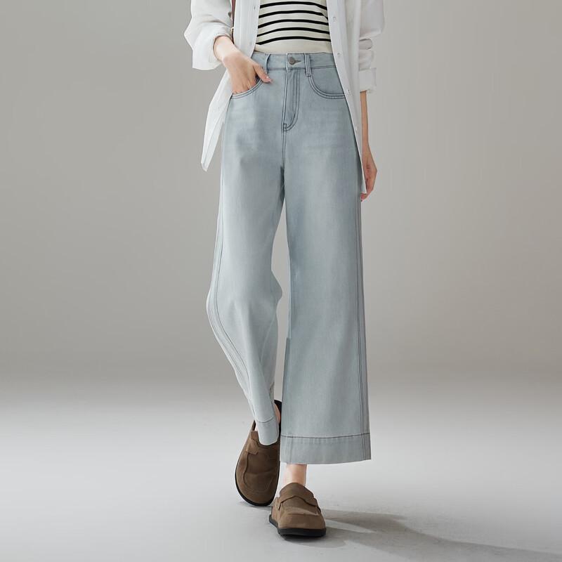 SOFSIL Women s High-Waisted Wide-Leg Cropped Jeans 28