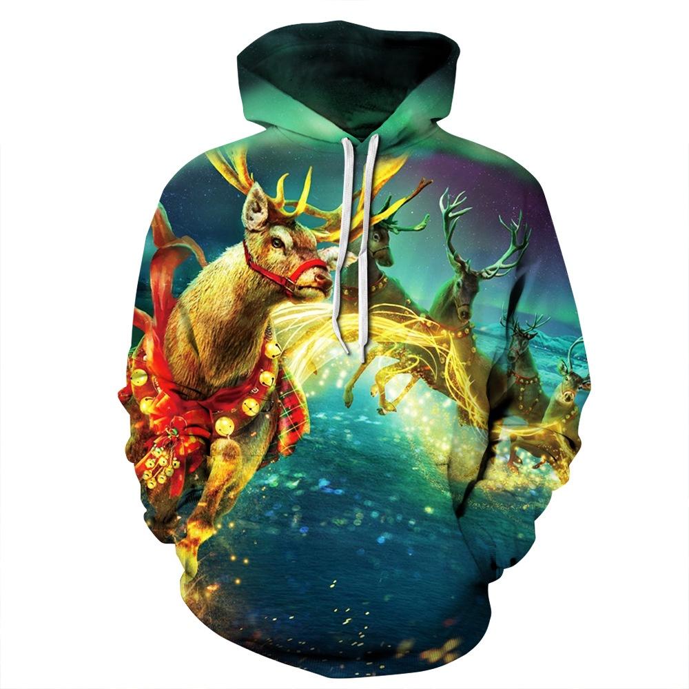 Festive Men Women Christmas 3d Graphic Printed Hoodie Sweatshirt Jumper Tops