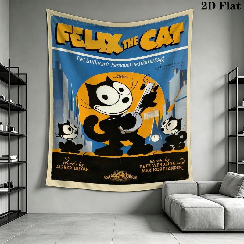 felix the cat Wall Tapestry Aesthetic Wall Hanging Printed Fabric Blanket Decorative Tapestries for Bedroom Living Room Home Decor