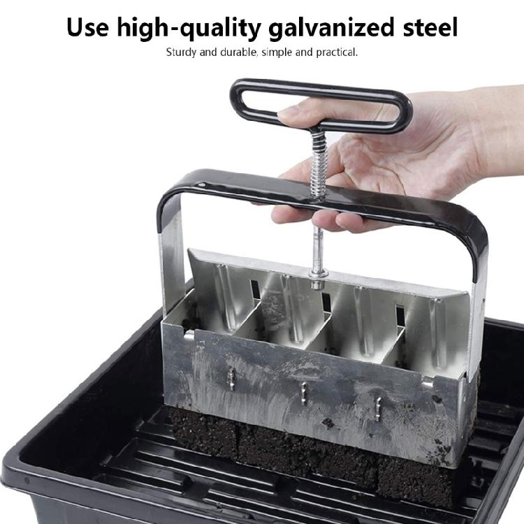 Reusable Soil Block Maker Tool Generates 4 Preformes Seedling Cubes Durable Gardening Equipment Steel