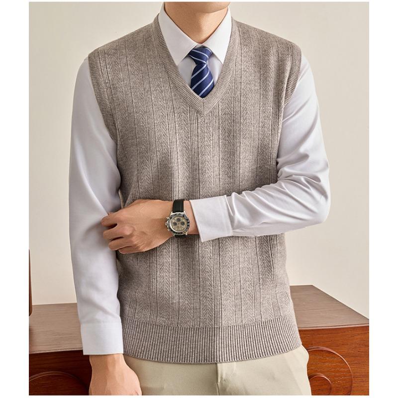 Men S V Neck Sleeveless Knit Sweater Vest For Middle Aged Dad