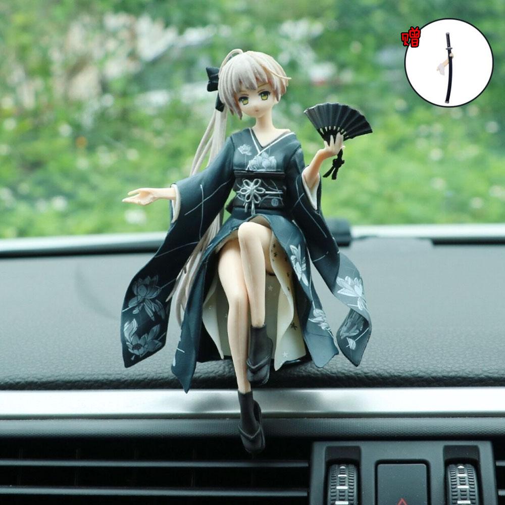 Anime Black Red Kasugano Sora PVC Action Figurine Collection Sitting Position Model Lovely Desktop Car Decoration Toys Kid Gifts