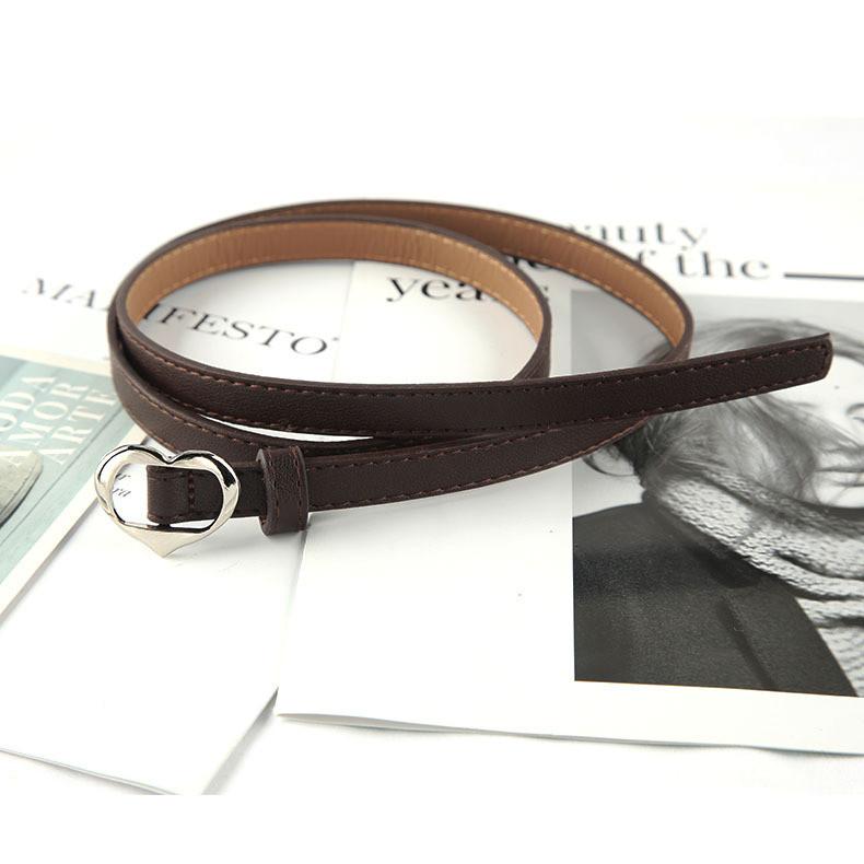 

Cute Vintage Heart-shaped Perforation-free Petite Belt Women s Sweet Decorative Accessory Dress Suit Jeans Belt Summer Narrow кавовий