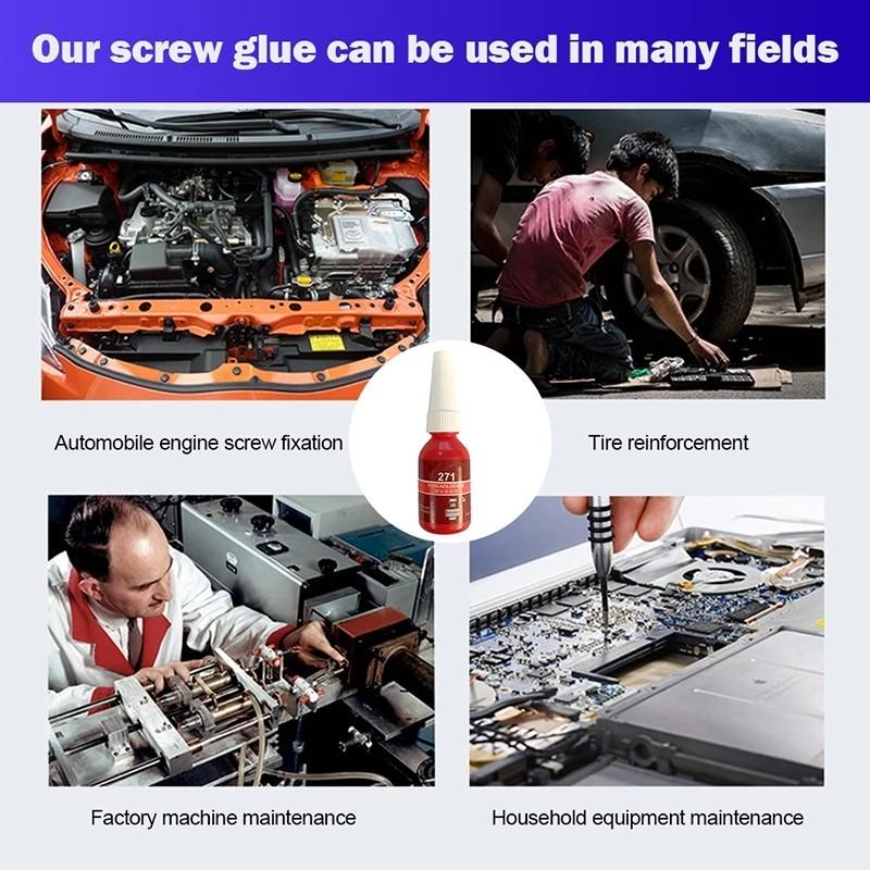 High Strength Thread Locking Glue Red Locking Glue 271 Threadlocker 271 10ml High Strength Glue for Permanent Metal Sealing