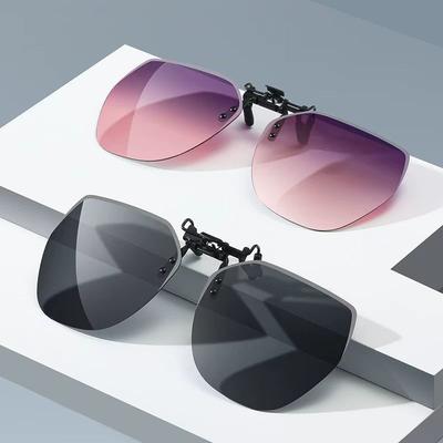 Polarisierte Aufsteck-Sonnenbrille Herren Damen Photochrome Auto-Fahrerbrille Nachtsichtbrille Blendschutz Vintage Quadratische Brille