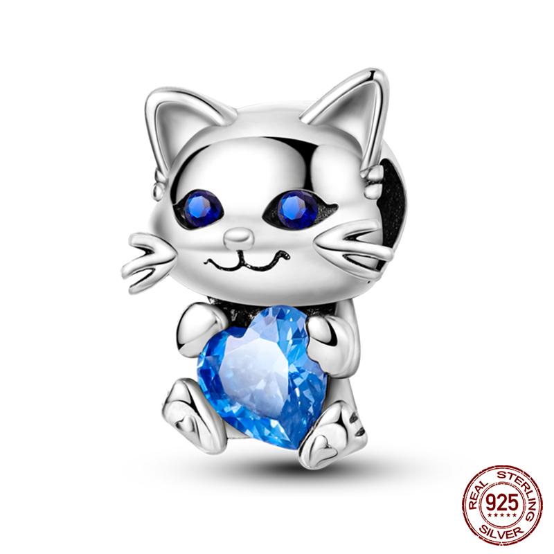 Real Copper Pink Rabbit Cat Dog Animal Charms Beads Fit Qikaola Original Bracelets Diy Birthday Jewelry Making