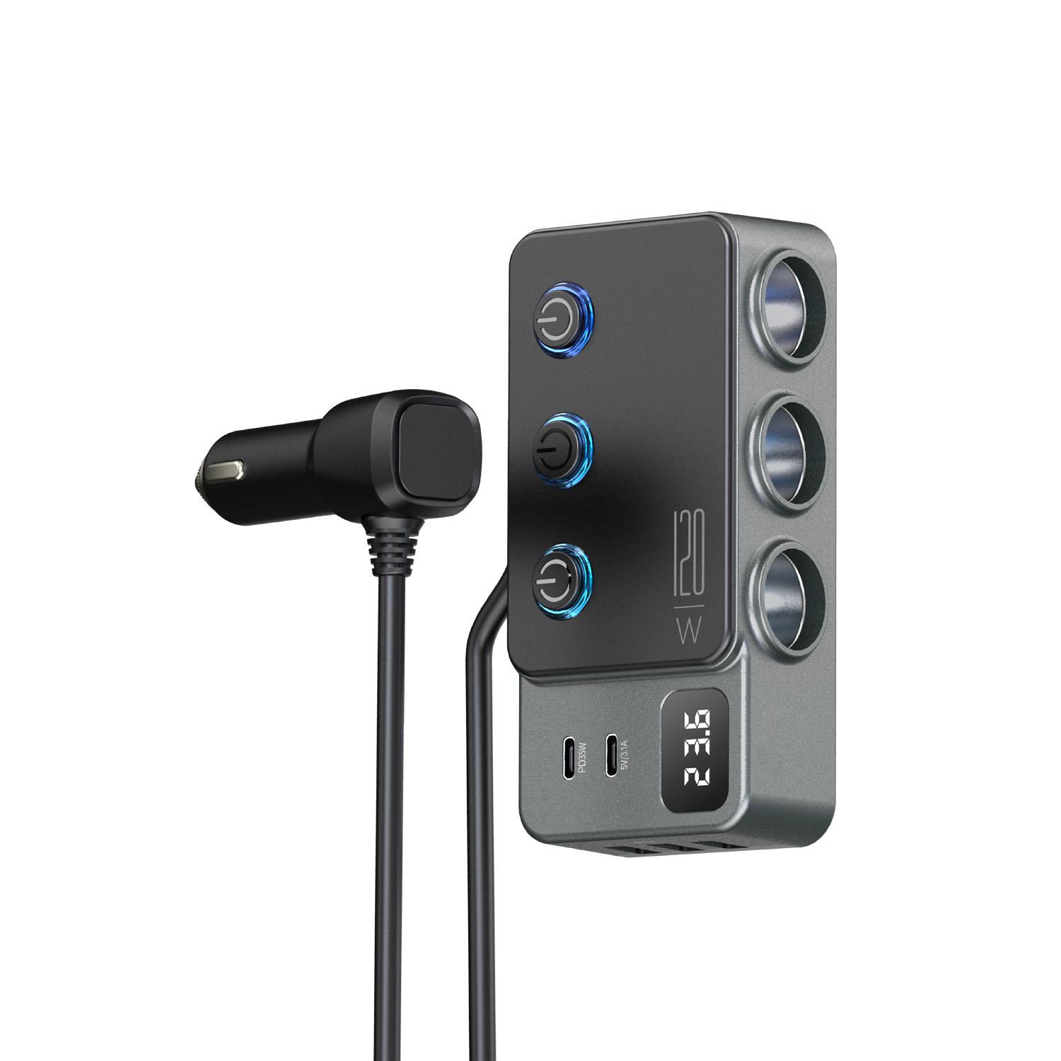 

PD 35W Быстрая зарядка автомобильное зарядное устройство 3 в 1 адаптер прикуривателя 120 Вт 5 USB портов для нескольких устройств