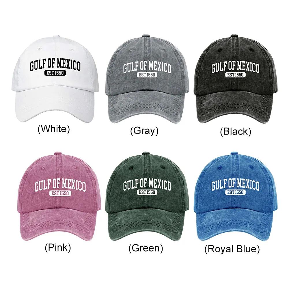 Gulf of Mexico Est 1550 Baseball Cap Vintage Golf Dad Hat Washed Cotton Trucker Hat Adjustable Sports Sun Hat Men Women Cap