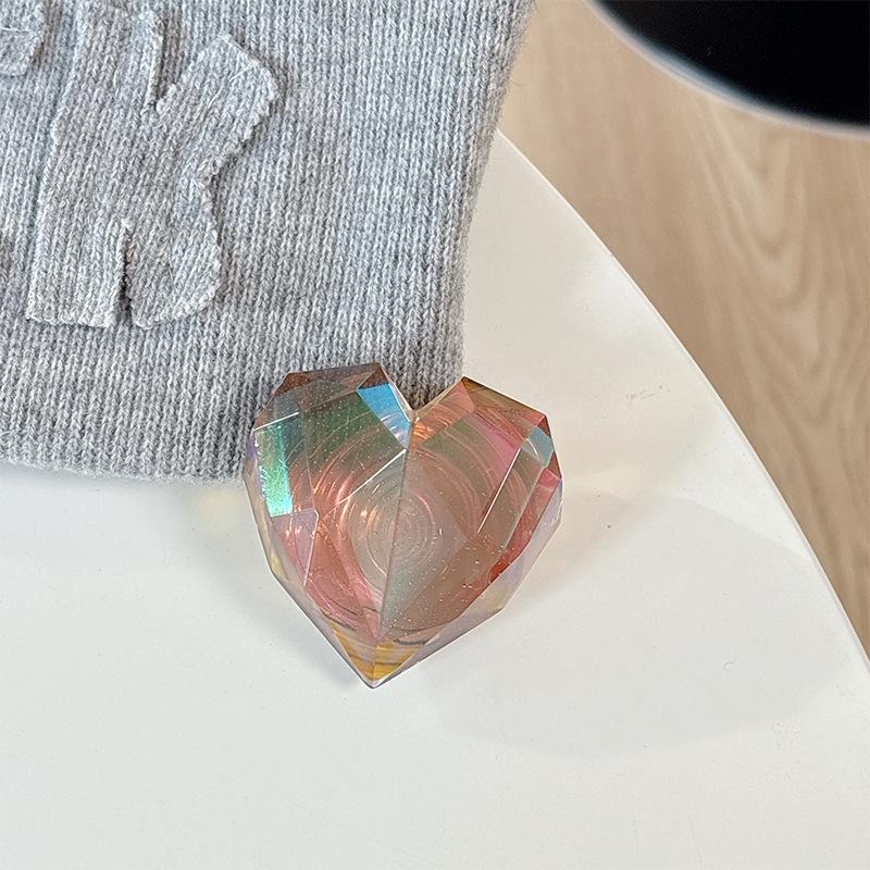 Magnetic Paste Three-Dimensional Laser Heart-Shaped Creative Desktop Drama Mobile Phone Airbag Bracket Transparent Telescopic Ring