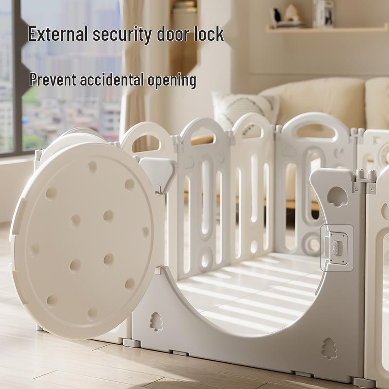 Stackable Baby Basketball Play Fence with Crawling Mat - Indoor Child Safety Solution for Living Room