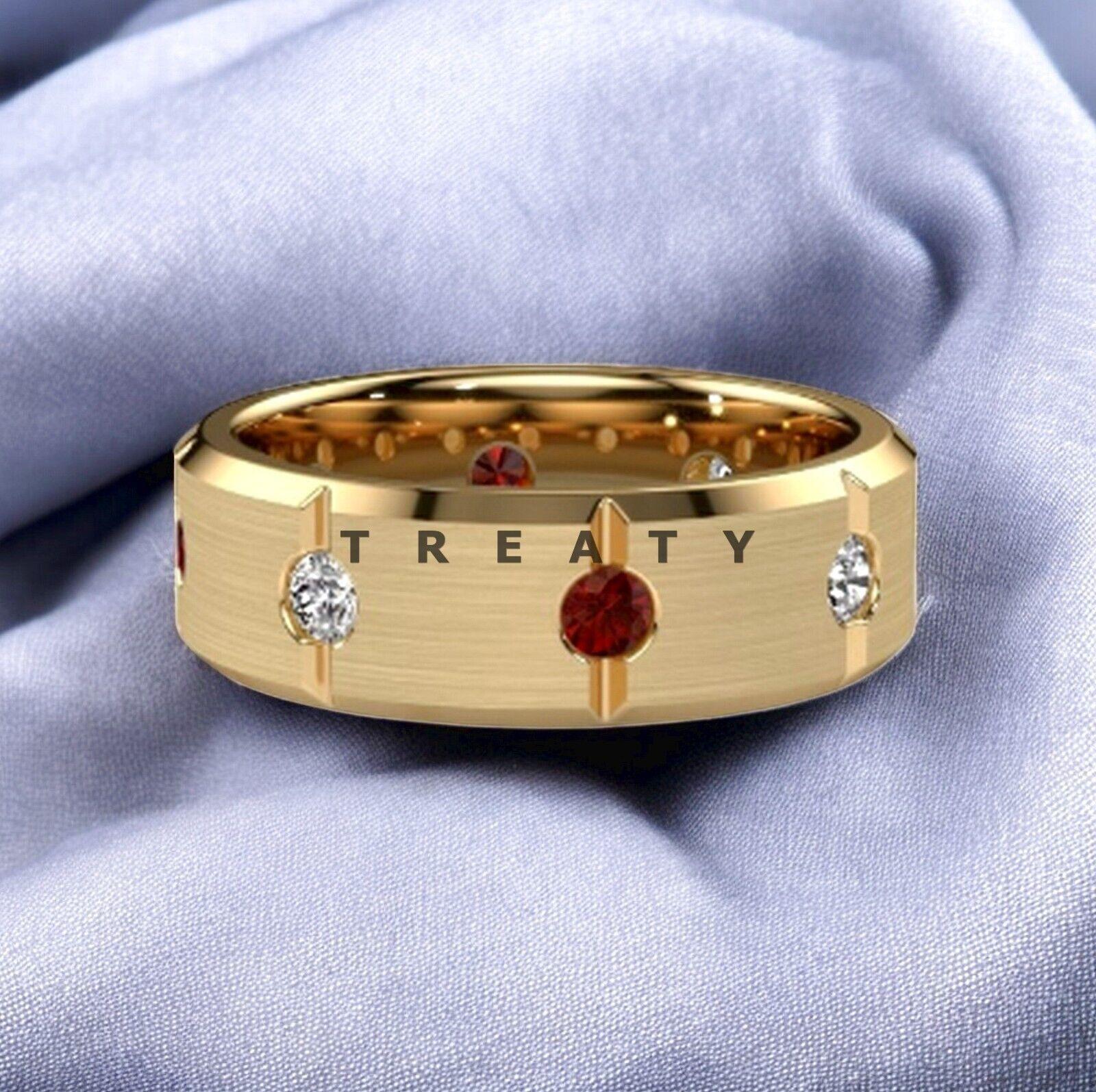 

Кільце з круглим гранатом зі стерлінгового срібла 925 проби з позолотою для чоловіків #554 JL375749204163 US 8.5 золотий