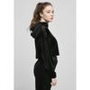 Women's Urban Classics Cropped Velvet Oversized Hoodie (GT) - Black - XXL