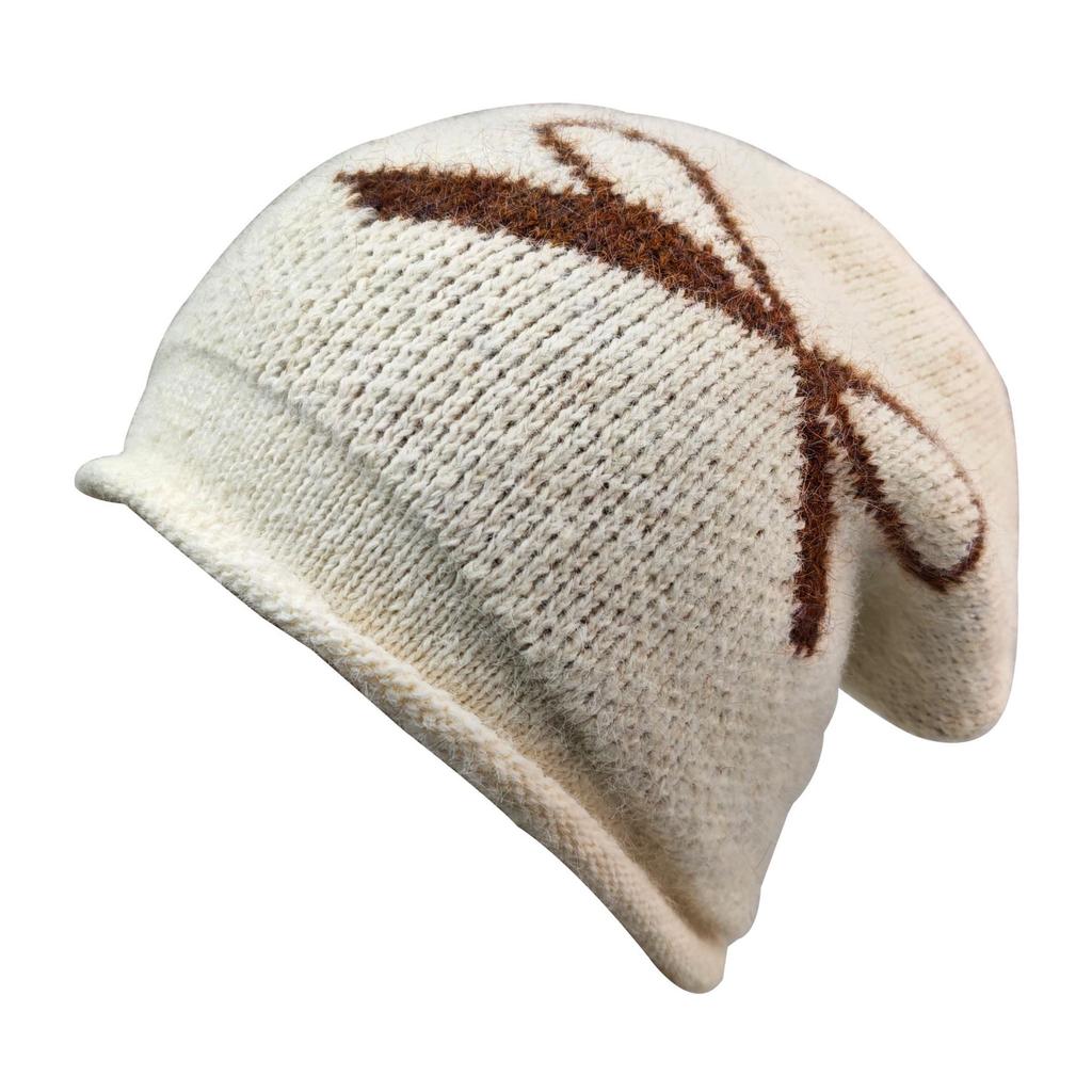 JYL TS DIY Bow Knit Beanie Winter Slouchy Hat Warm Hat Acrylic
