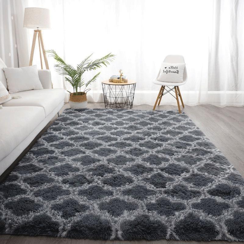 Plush Tie-dye Living Room Full Carpet Floor Mat Thickened Soft Carpet Bedroom Bedside Silk Wool Floor Mat