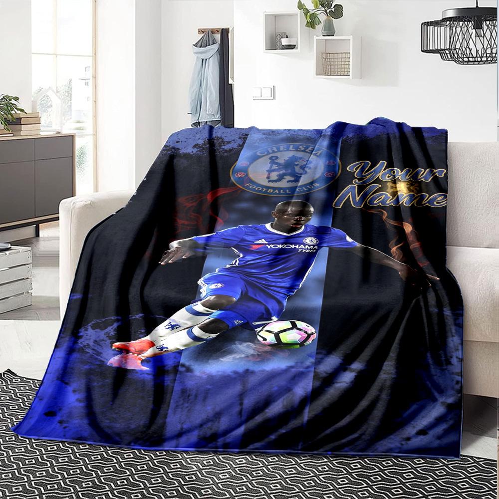 Chelsea Fc Football Player Personalized Text Blanket Gift Personalized Blanket Ultra-Soft Suitable for Bed Chair Living Room Bedding All-Season Use
