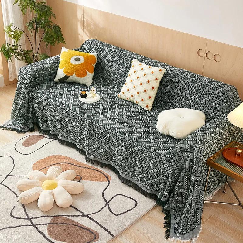 

Chenille Sofa Blanket Spring Summer Couch Towel Non Slip Double Side Full Cover Sofa Towel Protection for Living Room Shawl 180x130cm