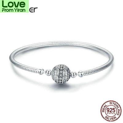 Coupon Sparen Sie $2 100 % 925 Sterling Silber schillernde klare CZ Runde Verschluss Schlange Kette Armband Sterling Silber Schmuck Scb062