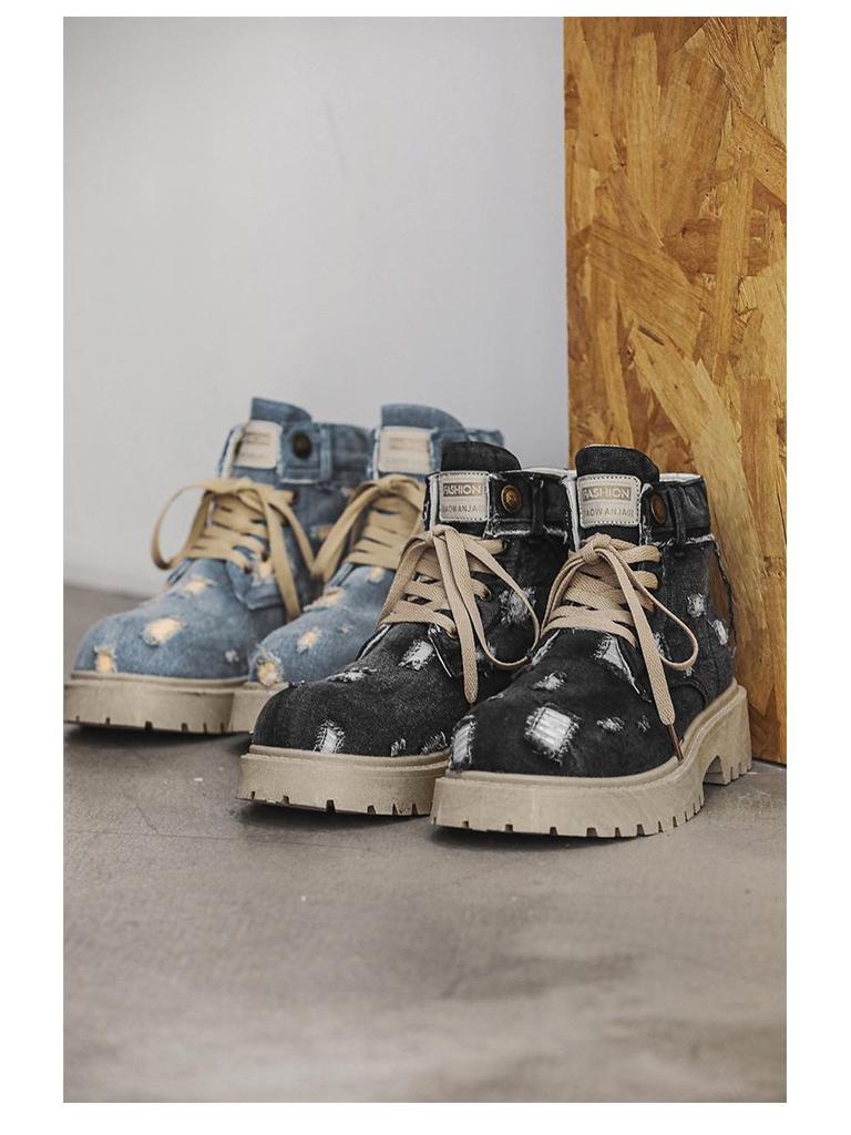 Men's 2025 Autumn Martin Boots: High-Top, Thick-Soled British Style, Retro Cowboy Z32