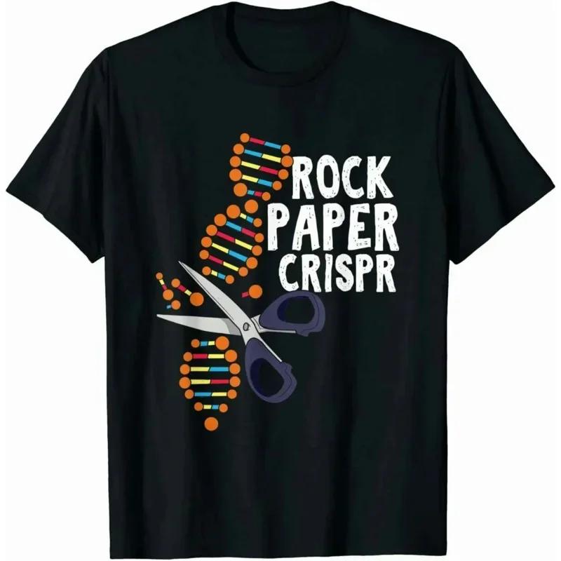 Rock Paper CRISPR DNA Biologist Genetic Engineering Science Fun TShirt ShortSleeve Printed Crew Neck Fashion Apparel Y2K Top S