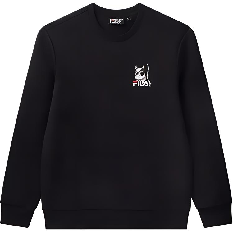 

FILA Bulldog Embroidery Pattern Sports Crewneck Sweatshirt Men Sweatshirt Black F61M148219FBK M