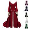 Damen Langarm V-Ausschnitt Bestickt Ausgestellte Ärmel Enganliegendes Kleid