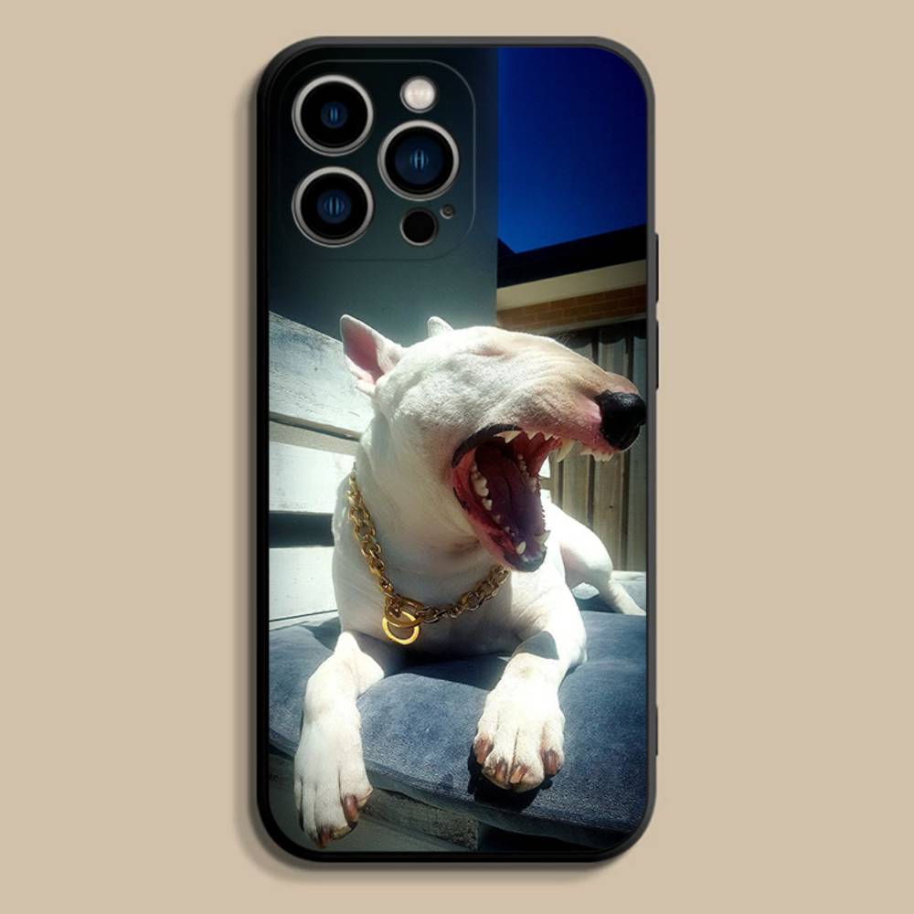 Funny Bull t-Terrier Dog Phone Case For iPhone 17,16,15,14,13,12,Pro,Max,Plus,E,SE4,Air,Mini Black Soft Cover
